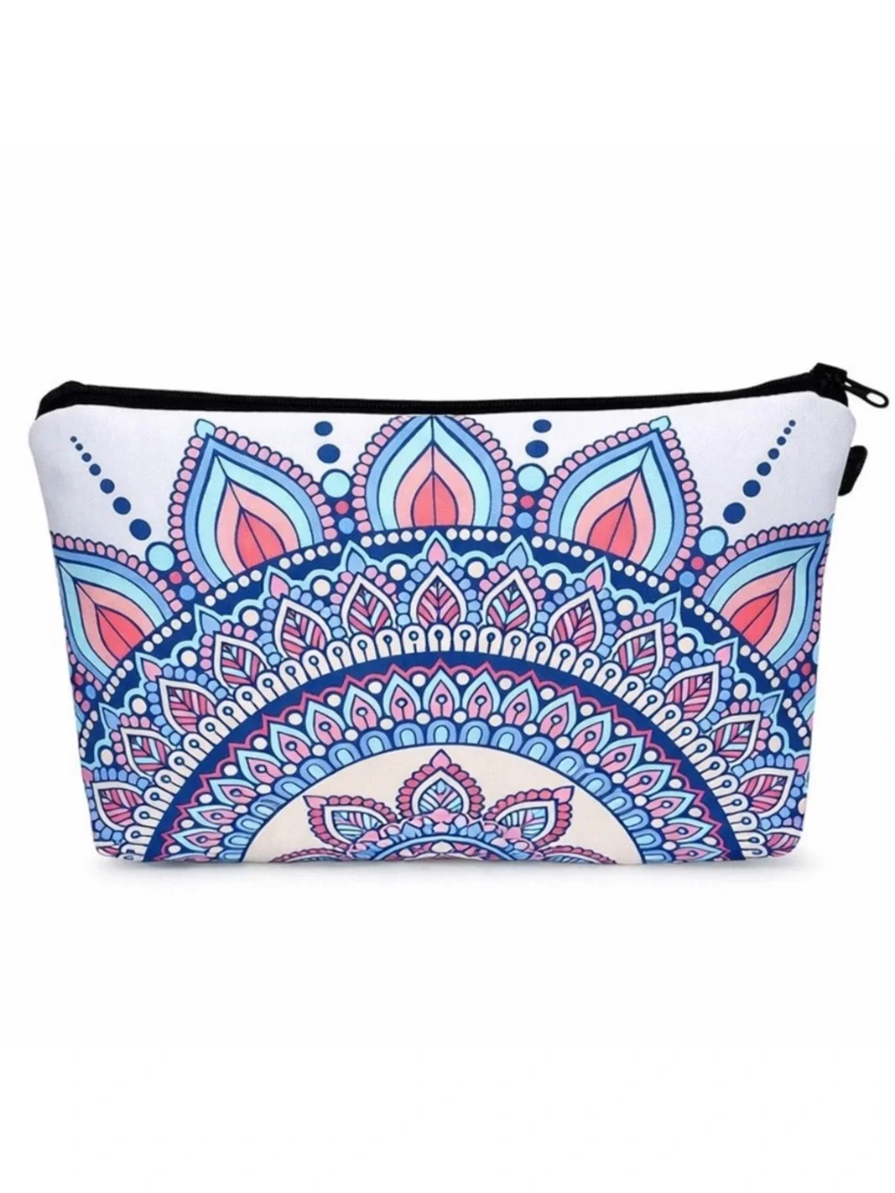 Blue Pink Mandala Makeup Bag Boho Cosmetic Travel Pouch